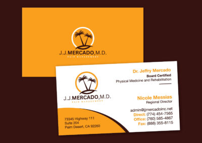 JJ Mercado M.D. Pain Management Business Card